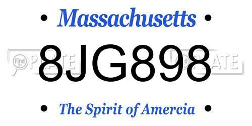 8JG898 Massachusetts License Plate