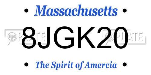 8JGK20 Massachusetts License Plate