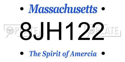 8JH122 Massachusetts License Plate