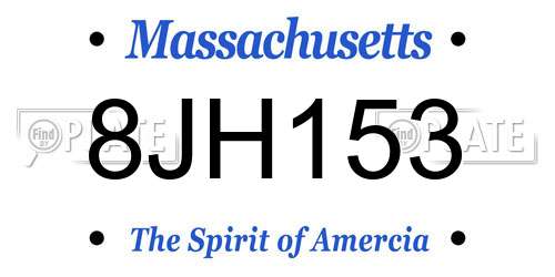 8JH153 Massachusetts License Plate
