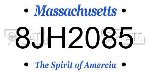 8JH2085 Massachusetts License Plate