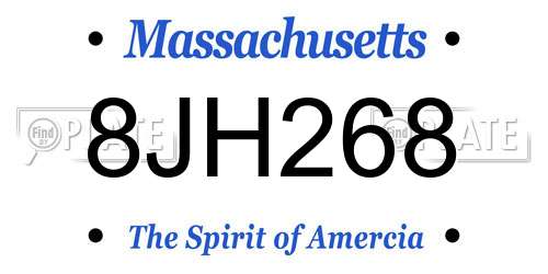 8JH268 Massachusetts License Plate
