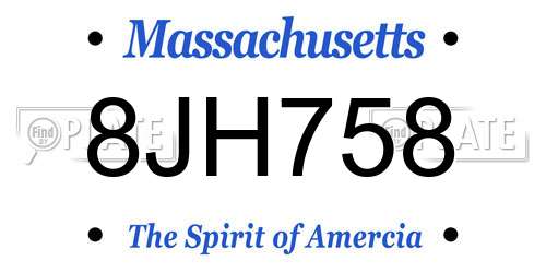 8JH758 Massachusetts License Plate
