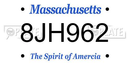 8JH962 Massachusetts License Plate