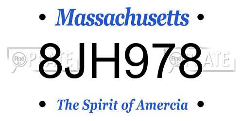 8JH978 Massachusetts License Plate