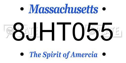 8JHT055 Massachusetts License Plate