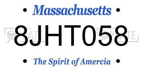 8JHT058 Massachusetts License Plate