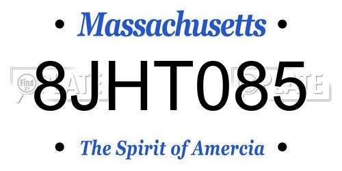 8JHT085 Massachusetts License Plate