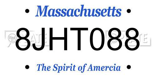 8JHT088 Massachusetts License Plate