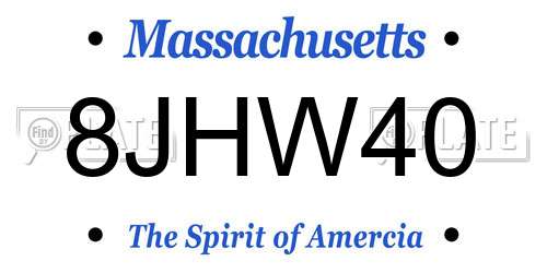 8JHW40 Massachusetts License Plate