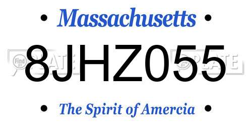 8JHZ055 Massachusetts License Plate