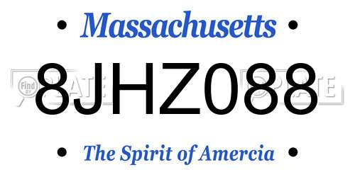8JHZ088 Massachusetts License Plate