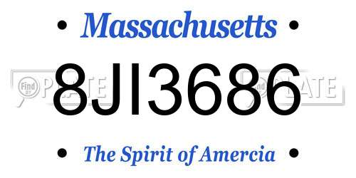 8JI3686 Massachusetts License Plate