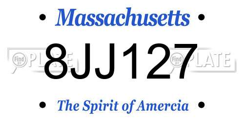 8JJ127 Massachusetts License Plate