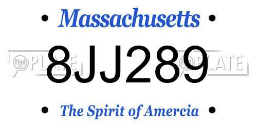 8JJ289 Massachusetts License Plate