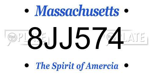 8JJ574 Massachusetts License Plate