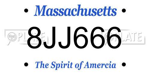 8JJ666 Massachusetts License Plate