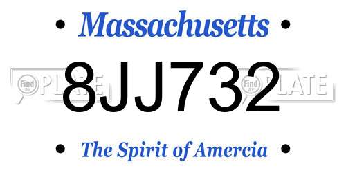 8JJ732 Massachusetts License Plate