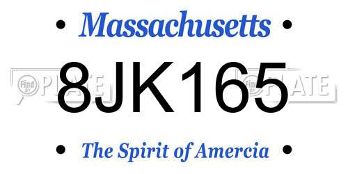 8JK165 Massachusetts License Plate