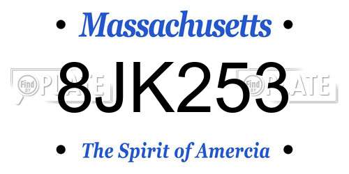 8JK253 Massachusetts License Plate