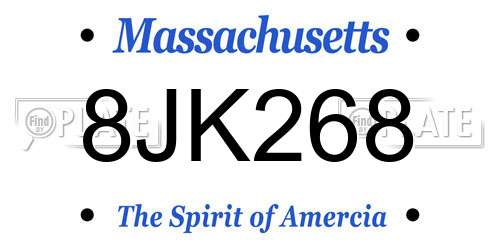8JK268 Massachusetts License Plate