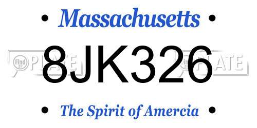 8JK326 Massachusetts License Plate