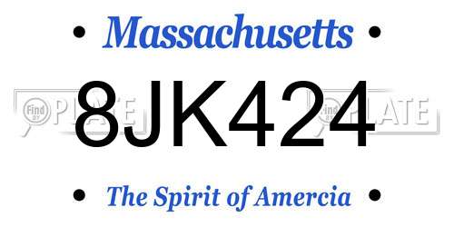 8JK424 Massachusetts License Plate