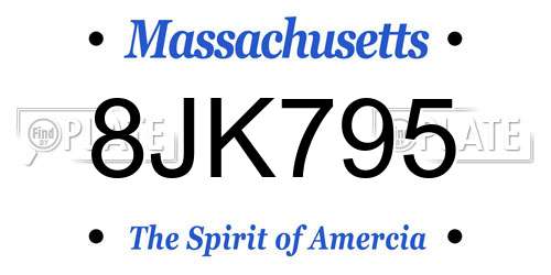 8JK795 Massachusetts License Plate