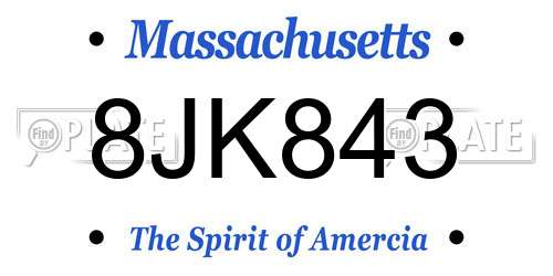 8JK843 Massachusetts License Plate
