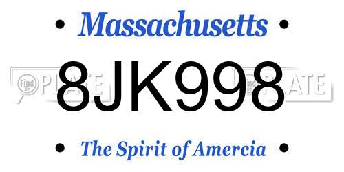 8JK998 Massachusetts License Plate