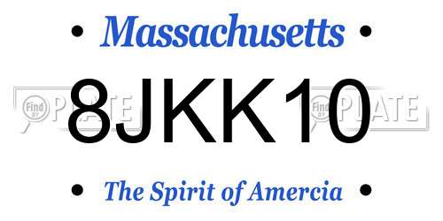 8JKK10 Massachusetts License Plate