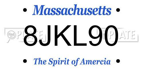 8JKL90 Massachusetts License Plate