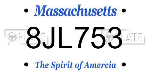 8JL753 Massachusetts License Plate