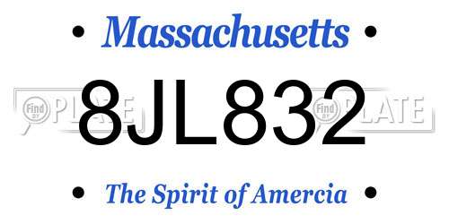 8JL832 Massachusetts License Plate