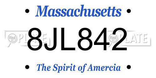 8JL842 Massachusetts License Plate