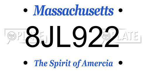 8JL922 Massachusetts License Plate