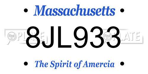 8JL933 Massachusetts License Plate