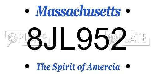 8JL952 Massachusetts License Plate