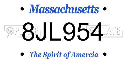 8JL954 Massachusetts License Plate