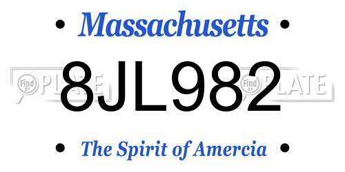 8JL982 Massachusetts License Plate