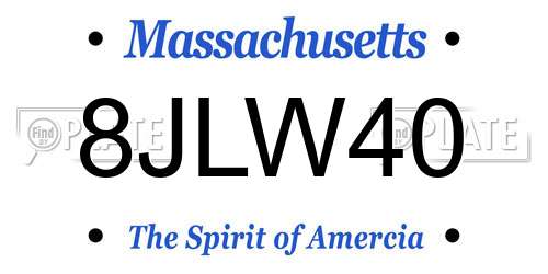 8JLW40 Massachusetts License Plate