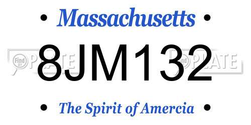 8JM132 Massachusetts License Plate