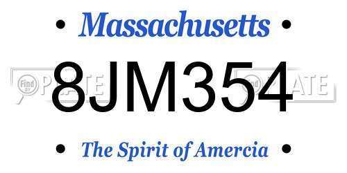 8JM354 Massachusetts License Plate