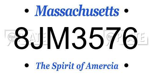 8JM3576 Massachusetts License Plate