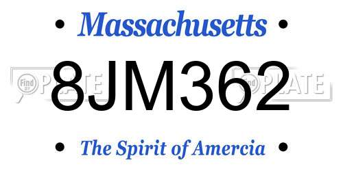 8JM362 Massachusetts License Plate