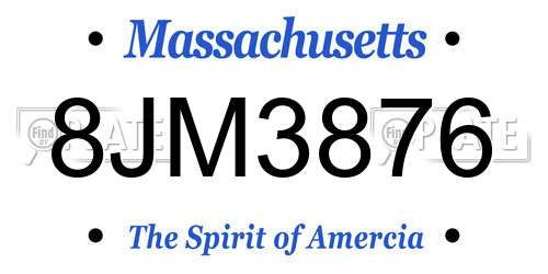 8JM3876 Massachusetts License Plate