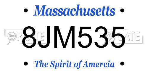 8JM535 Massachusetts License Plate