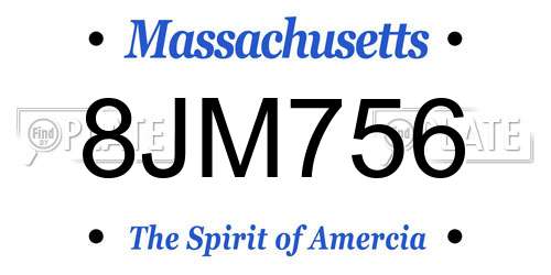 8JM756 Massachusetts License Plate