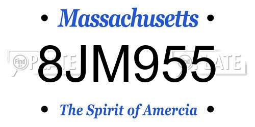 8JM955 Massachusetts License Plate