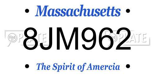 8JM962 Massachusetts License Plate